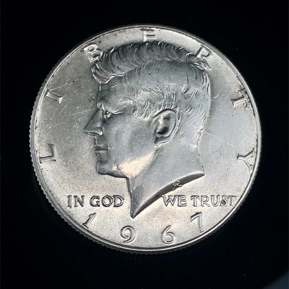 1967 Kennedy meio dólar DDO FS-101 VP-002, perfil duplo e lema difícil de encontrar - Imagem 4 de 4