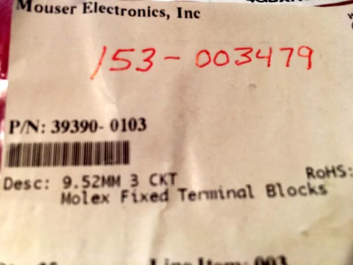 5pcs 39390-0103 Molex Fixed Terminal Blocks 9.52MM 3 CKT 600V - Picture 5 of 5