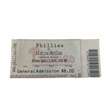 2002 PHILLIES OPENING DAY TICKET STUB-VETERANS STADIUM vs. MARLINS Abreu HR 4/5
