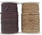 Flat Braided Leather Cord Autumn Red & Tan 5 mm wide