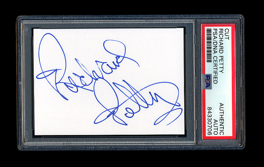 RICHARD PETTY SIGNED MINT CUT PSA/DNA SLABBED AUTOGRAPHED NASCAR HOF