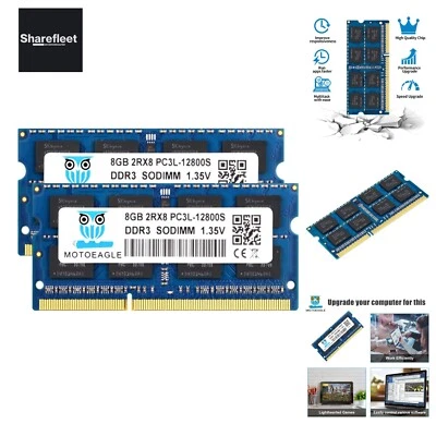 motoeagle 16GB Kit 2x8GB 1600 MHz SODIMM PC3 PC3L 12800S 8GB 204-Pin 2Rx8 160...