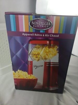 Nostalgia Electrics Popcorn Maker Red Hot Air Popper 8 Cup Model RHP-310 