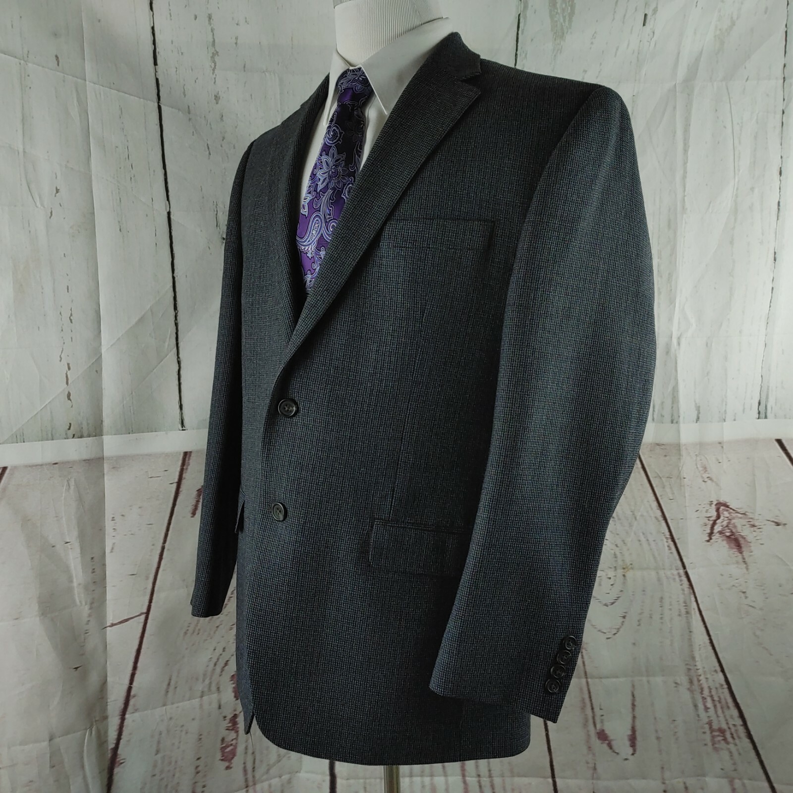 Chaps 44R Wool 2 Button Multicolor Mini Houndstoo… - image 5