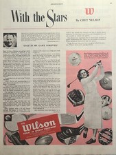 Wilson Sports Equipment Babe Didrikson Chet Nelson Vintage Print Ad 1949