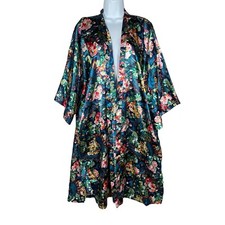 Vintage Victoria's Secret Gold Label Robe Kimono Floral Paisley Silky Satin OS