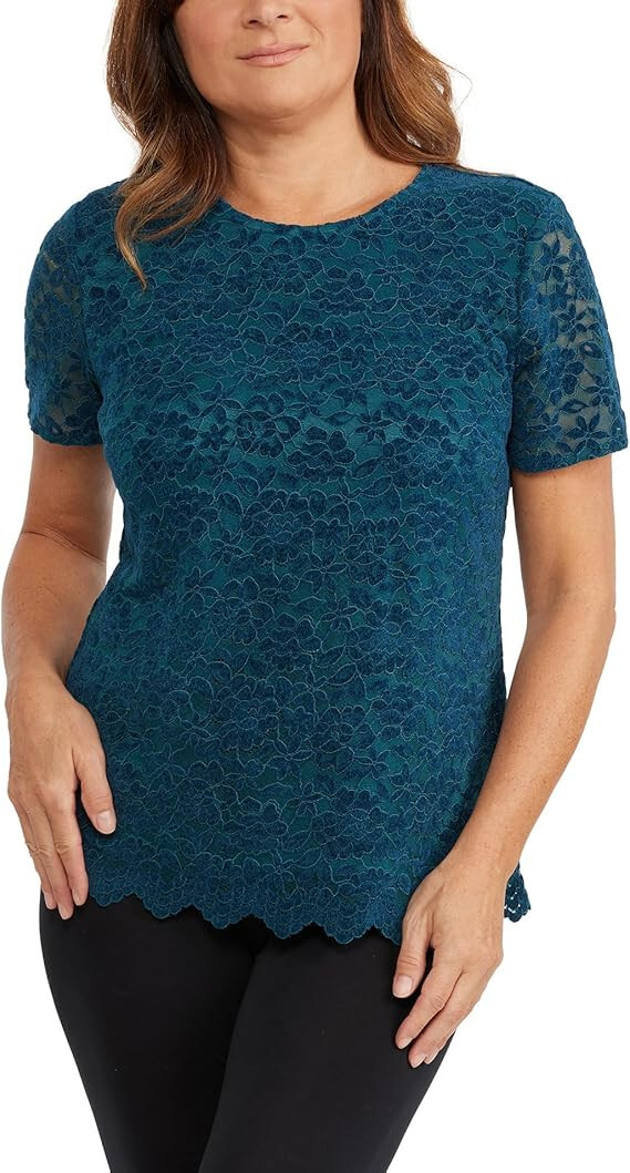 Teddy Rose Women's Lacy Keyhole Top Heather Niagara MEDIUM | eBay