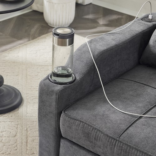 3 in 1 Pull Out Chair + USB Ports & Cup Holders Sofa Bed 110°-180° Reclining - Picture 17 of 28
