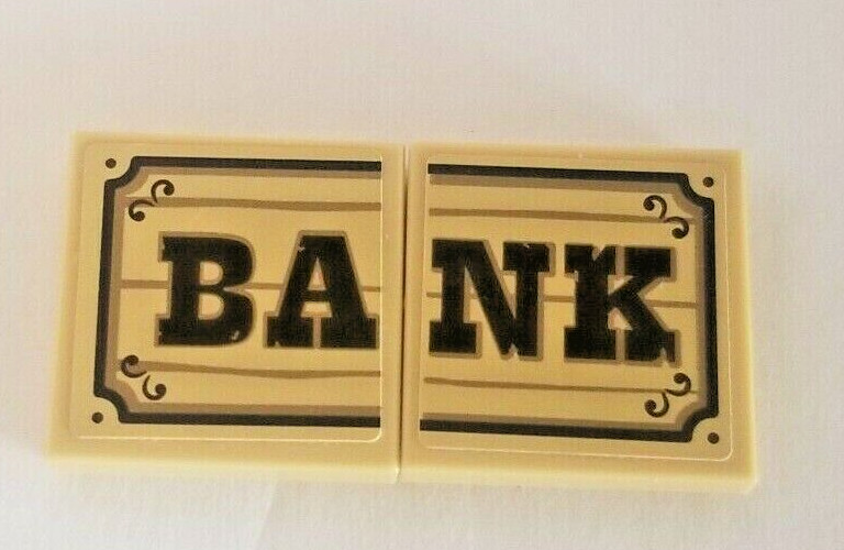 LEGO Letrero de Banco 2x2 2x4 Tablones de Madera Minifigura Cajero Viejo Vaquero de Cisjordania