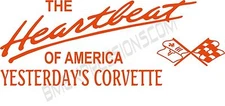 Heartbeat of America Yesterday Corvette C3 Vinyl Decal Your Color Choice Sticker