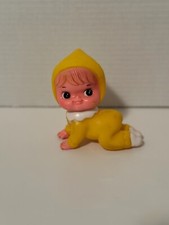 Vintage GIRL BABY CRAWLING Rubber Squeaky Toy Doll 70s IWAI Rasco 4"