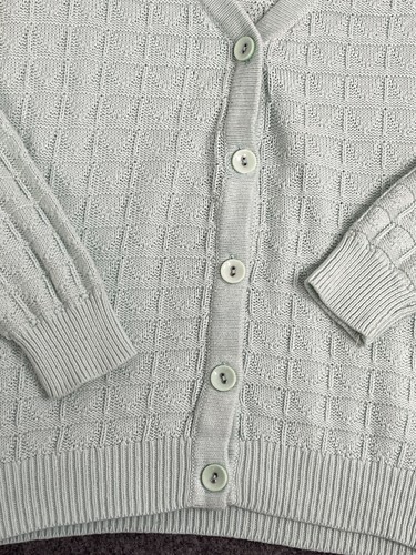 Forever 21 Cardigan Womens Large Sweater V Neck Green Long Sleeve N298 - 第 2/6 張圖片