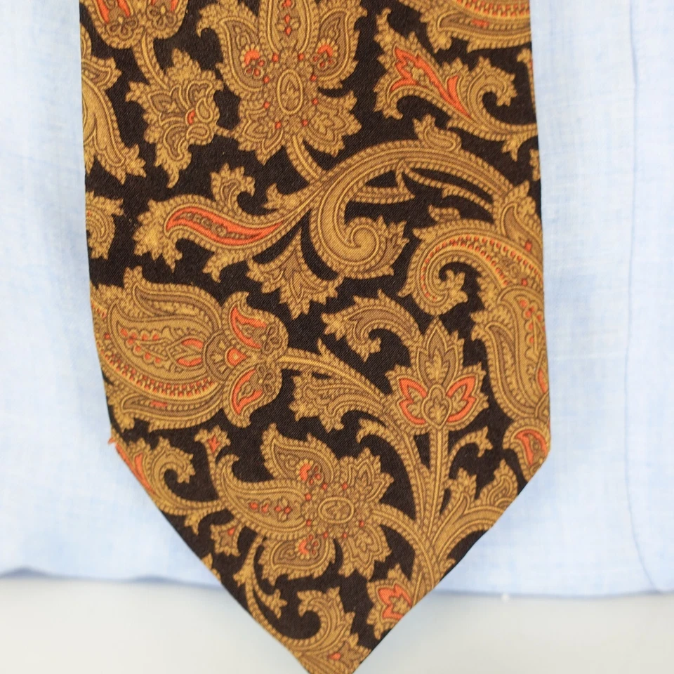 BOTANY 500 Corbata Cuello Para Hombres Marrón Paisley Damasco Traje Boho Occidental Informal Nativo Foto 2 de 4