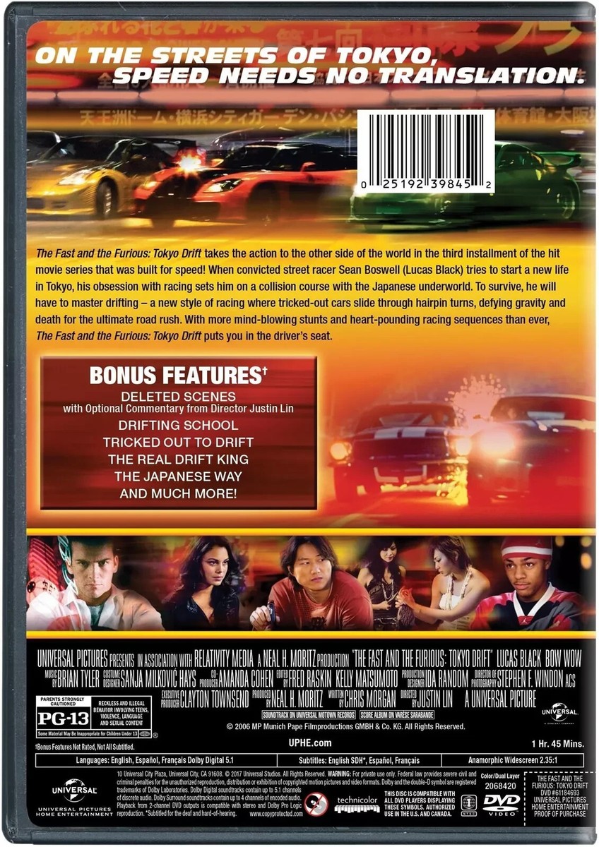 The Fast and the Furious Tokyo Drift DVD Lucas Black NEW