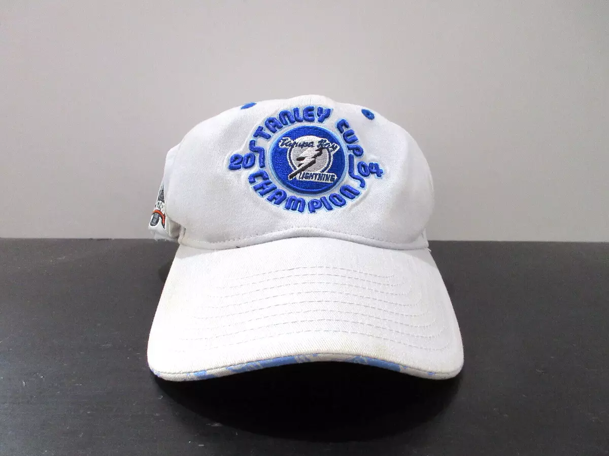 Tampa Bay Lightning Hat Cap Strap Back White Blue NHL Hockey Stanley Cup  Mens