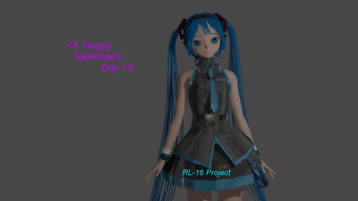 Anime happy valentines day long hair blender 3d hatsune Playmat Gaming Mat