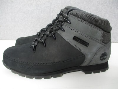 Timberland Euro Sprint Mid Hiker Black Dark Gray Nubuck Boots Mens Sz 12