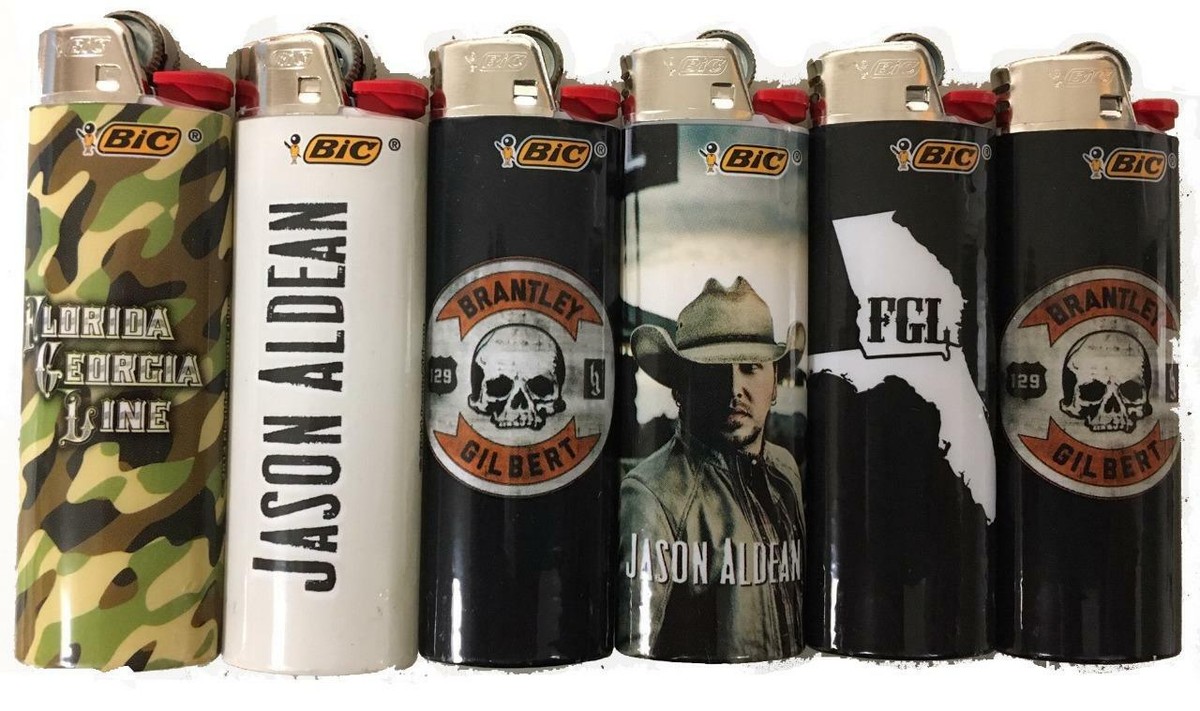 NEW 6pc COUNTRY MUSIC BIC LIGHTER SET fgl jason aldean zac
