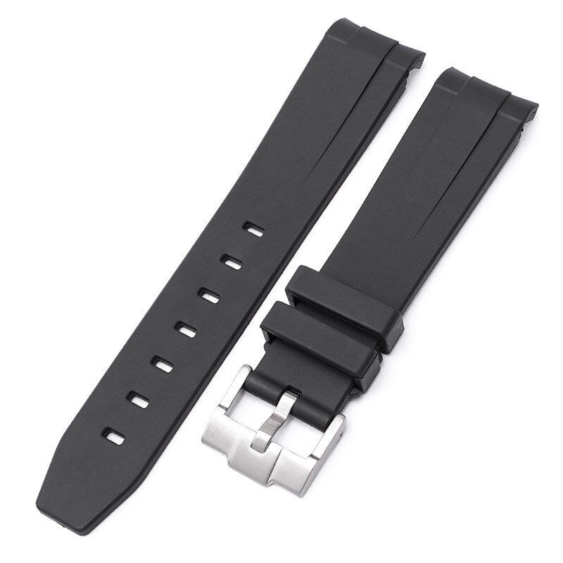 Curved End Rubber Watch Strap Fit For Omega Swatch CoBranded Moon