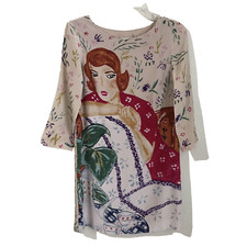 Anthropologie HD in Paris Silk Zelda Shift Dress 3/4 Sleeve Size 0