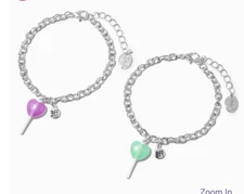 Claire’s Glow In The Dark BFF candy charm bracelet lollipop jewelry Set