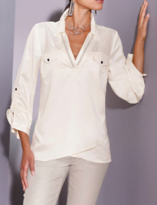 136210+ Creation L by heine Damen Bluse Satinbluse ecru NEU Gr. 36 - 52