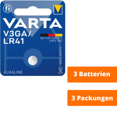 3 xVarta V3GA AG3 LR41 LR736 V392 Knopfzellen Alkaline Uhrenbatterien 1,5V