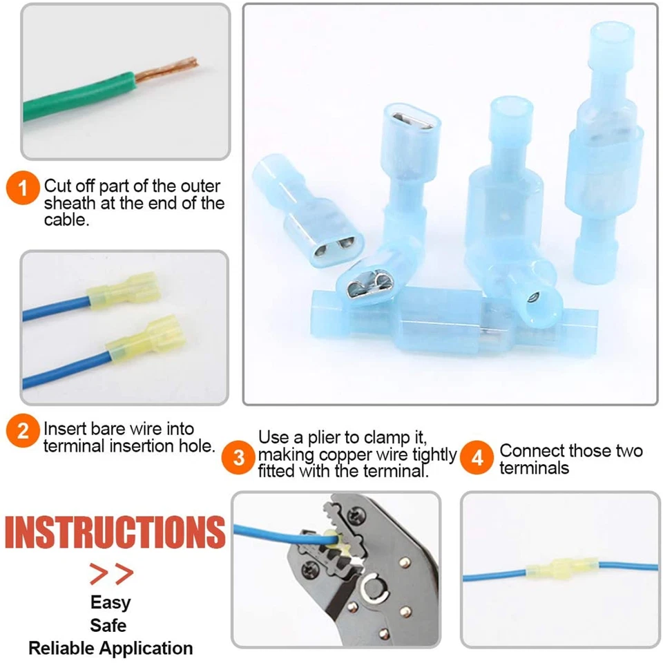 100pcs/50Pairs Female Male Nylon Insulated Wire Quick Disconnect Crimp Terminals - Image 4 of 4