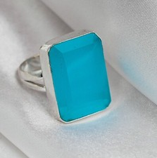 Amazing Blue Chalcedony Gemstone Handmade 925 Sterling Silver Jewelry Ring