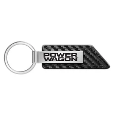 RAM Power Wagon Carbon Fiber Texture Black Leather Strap Key Chain Key-Ring
