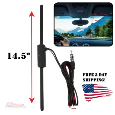 IMPROVED Universal Car Amplified Booster Windshield Radio Antenna 12v AM / FM