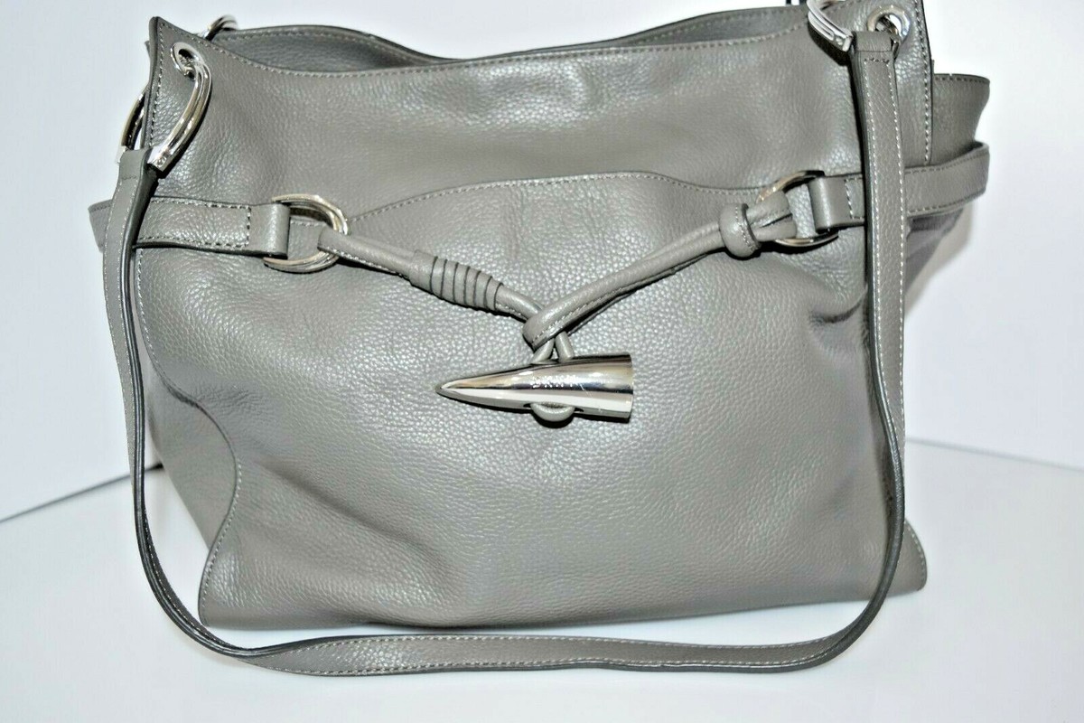DKNY Cindy East/West Pebble Leather Tote Grey Handbag 0408 