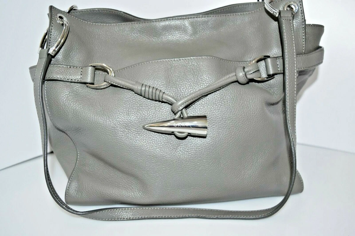 DKNY Cindy East West Pebble Leather Tote Grey Handbag 0408