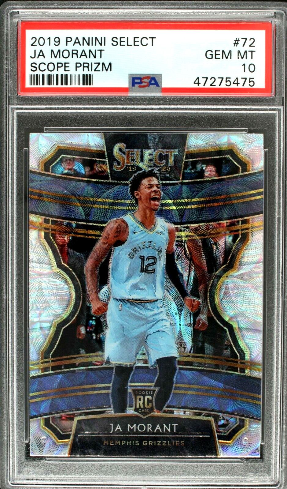 2019 Select Ja Morant Scope Prizm Rookie RC #72 PSA 10