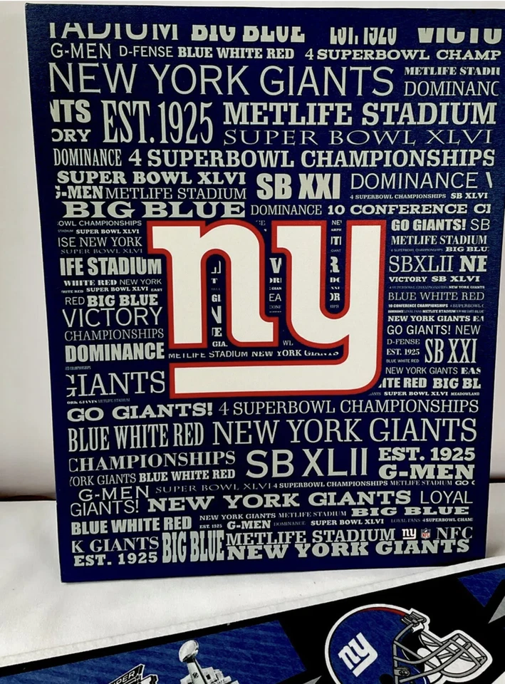 В рамке 20 X 15 New York Giants 4 раза Суперкубок чемпион/вымпел человек пещера/бар - Изображение 3 из 4