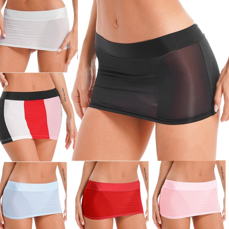 Women's Sheer Ultra See Through Low Waist Micro Mini Skirts