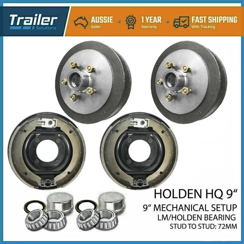 Pair 9” Mechanical Brake Kit & Pair 9” Hub Drum for Holden HQ 5 Stud LM