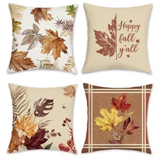 Leaves Throw Pillow Covers 18x18 Inch Maple Leaf Decorative Pillows for Couch...