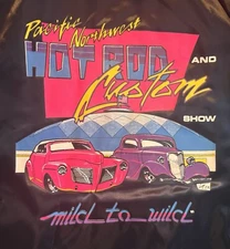 VTG Hot Rod Satin Jacket Auburn Sportswear Jacket Sz XL Black 1990 PNW USA