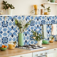 Colorful Vintage Pattern Tile Stickers 12pcs Removable Waterproof PVC Wall Art