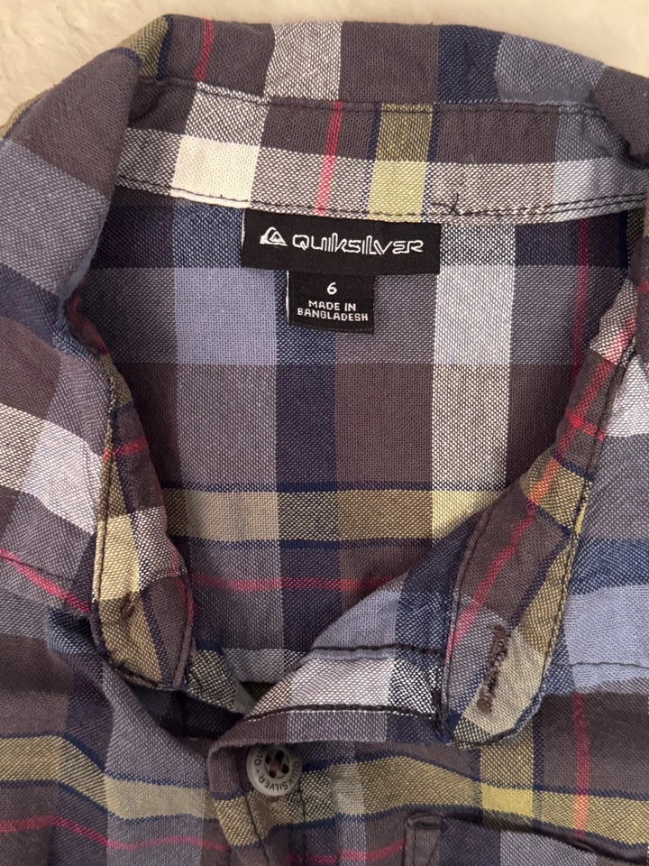 Camisa a Cuadros Quicksilver Niños Azul Verde con Manga Larga Gris - Talla 6 Foto 3 de 4