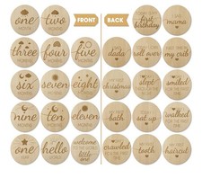 Set Of 14 Baby Monthly Milestone Wooden Circles Hello World Newborn Double Sided