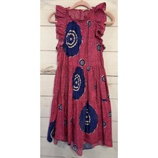 Ulla Johnson Pink Blue Sunburst Print Ruffle Dress Size 4 Cotton