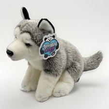 Animal Alley Husky Dog Plush 9" Toys R Us 2017 Gray White NWT