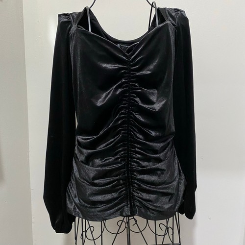 INC International Concepts schwarzes Velours VelveT Top Größe Large Langarm NEU - Bild 11 von 11