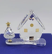 New 100% SWAROVSKI Crystal Christmas Tree House Tea Light Candle Holder  5596818
