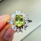 925 Sterling Silver Ring Green 6x4mm Natural Peridot Gemstone Zircon Flower Gift — photo 1