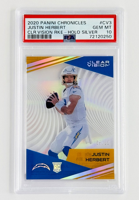 2020 Chronicles Justin Herbert Clear Vision RC /10 PSA 10 Pop 1 Chargers Rookie