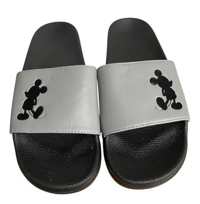 Disney Mickey Mouse Gray Black Slide Sandals Mens Size 8 Pool Beach Resort Wear