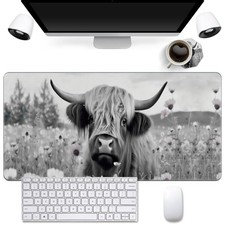 Mouse Pad,Desk Mat, Cute Desk Mat 31.5" x 11.8", Highland Cow Ox Cattle